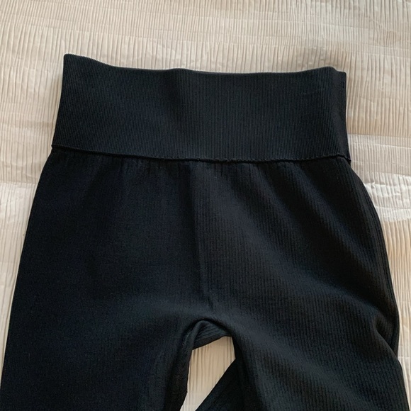 OQQ Women’s Black Ribbed Leggings High-Waist Wide Band Tummy Control Compress M - Picture 6 of 10